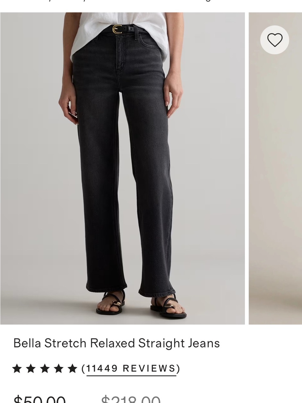 Quince womens Straight relaxed Jeans in Charcoal Black